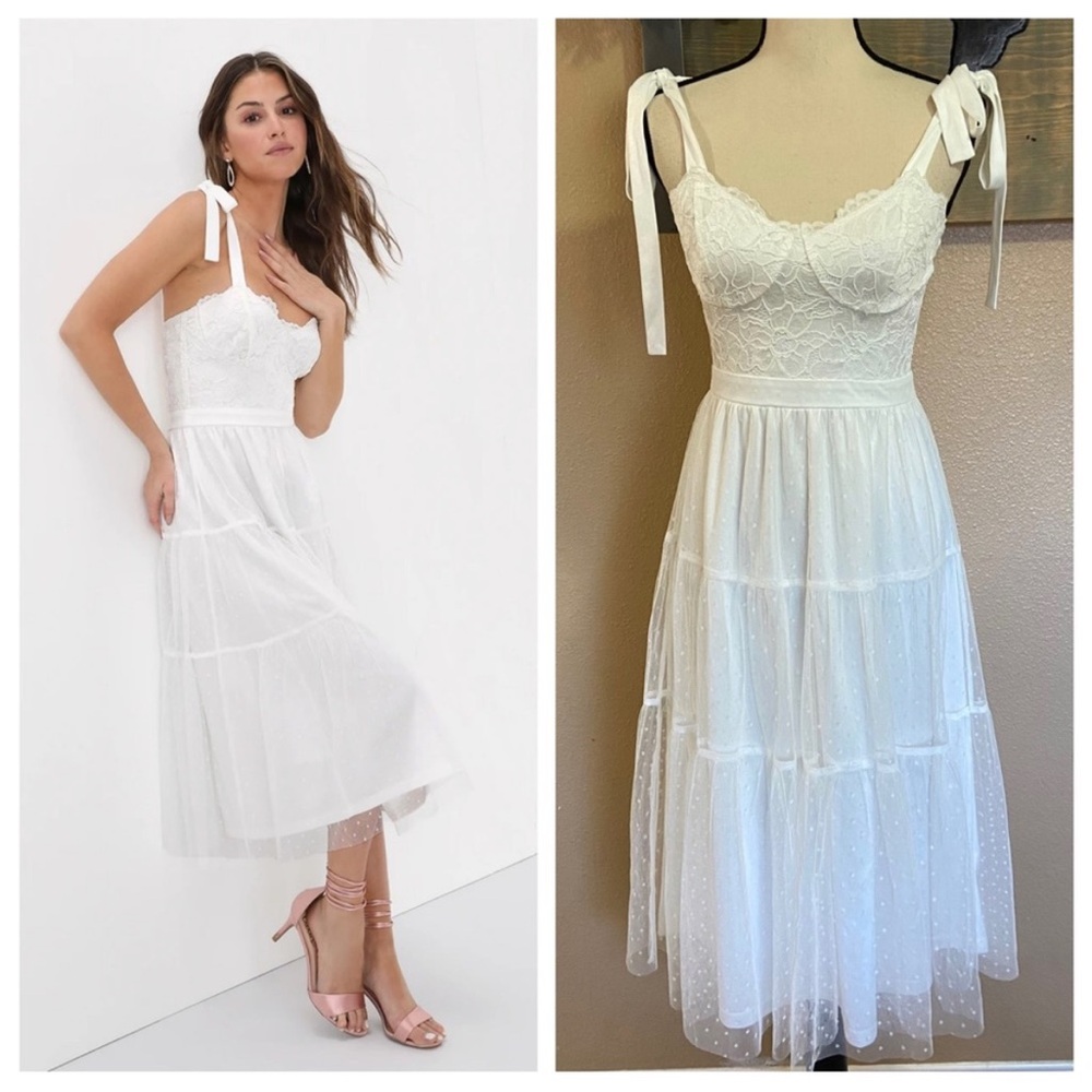 Lulu's White Sleeveless Asymmetrical Midi Dress